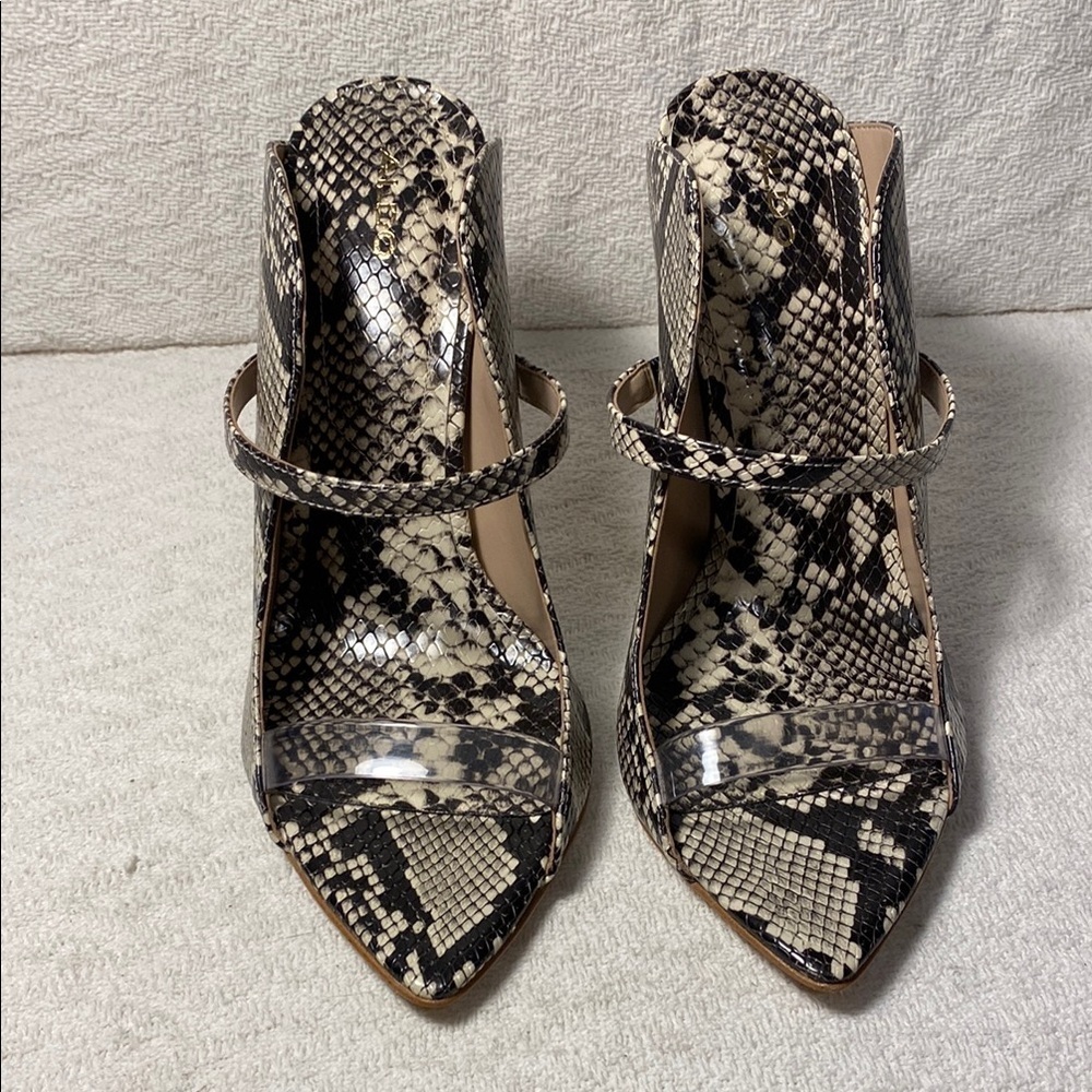 Aldo Snakeskin Patterned stiletto heels sexy reptile formal chic shoes open toe - Picture 2 of 12